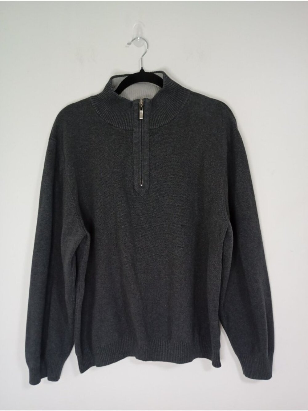 Structure Mens Charcoal 1/4 Zip Pullover Sweater XL 100% Cotton